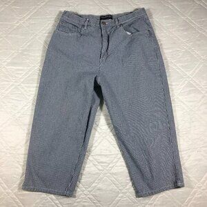 HALSTON Jeanswear blue checked 100% cotton jeans size 14‎
